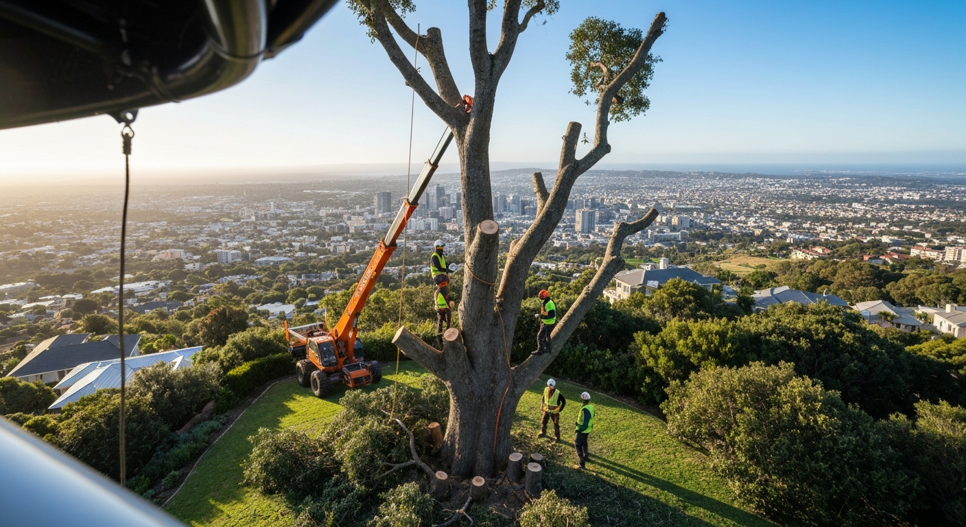 Tree felling in Plattekloof Cape Town — professional tree removal with city views