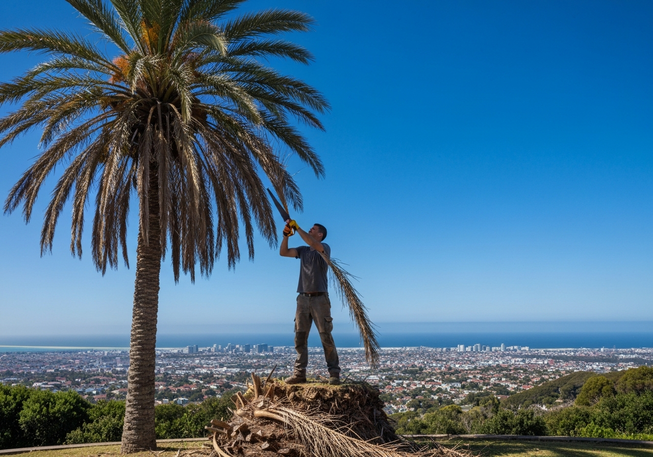 Palm tree cleaning and skirt removal Cape Town professional service