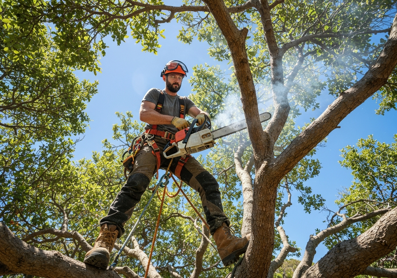 SAIF-registered arborist performing crown reduction tree pruning Cape Town